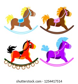Rocking horse.Baby toy. Isolated on white background. Vector illusrtation