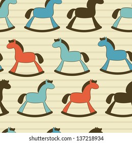 Rocking horses  seamless pattern