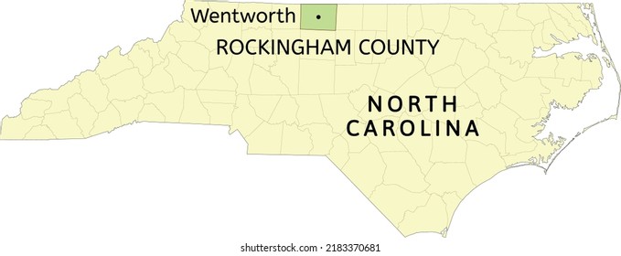 Rockingham County and town of Wentworth location on North Carolina state map
