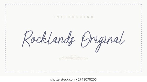 Rocklands Original, Beauty Luxury Script font alphabet logo. Typography beautiful fashion elegant classic letters serif italic fonts decorative wedding vintage retro logos. vector illustration
