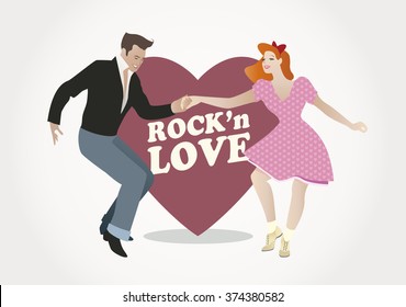 Rock'n Love. Junge Ehepaare, die Rock und Roll tanzen