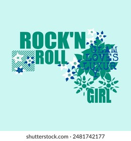 Rock'n roll glam loves luxury girl flower
, Graphic design print t-shirts fashion, illustration, vector, posters, cards, stickers, mug