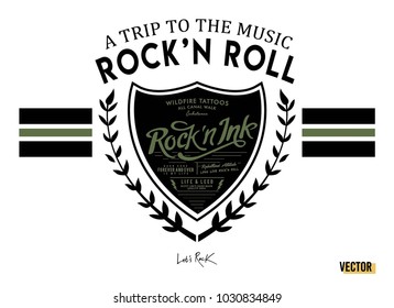 rock'n roll slogan typography design t shirt, vector artistic illustration graphic style, vector