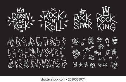 Rock'n'roll doodle style icons