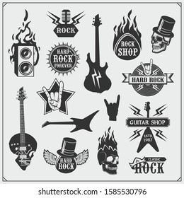 Rocknroll Hard Rock Music Emblems Symbols Stock Vector (Royalty Free ...