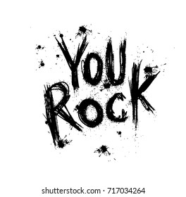 Rock'n'Roll music Creative Lettering Modern style Grunge Poster, Print label isolated from black. Rock n Roll culture Tee print stamp t-shirt lettering vector artwork