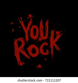 Rock'n'Roll music Creative Lettering Modern style Grunge Poster, Print label isolated from black. Rock n Roll culture Tee print stamp t-shirt lettering vector artwork