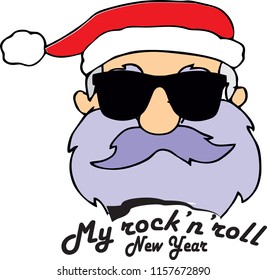Rock-n-roll New Years Santa Claus vector EPS10 illustration