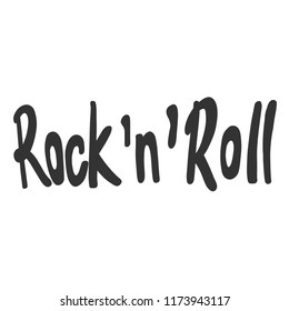 Rock'n'Roll. Sticker for social media content. Vector hand drawn illustration design. Bubble pop art comic style poster, t shirt print, post card, video blog cover