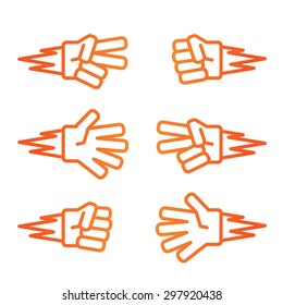 Rock  paper  scissors gradient orange icon white background
