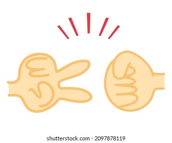 Rock-paper-scissors. Hand sign. Vector illustration.