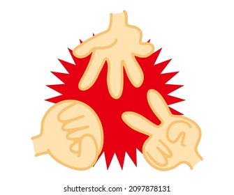 Rock-paper-scissors. Hand sign. Vector illustration.