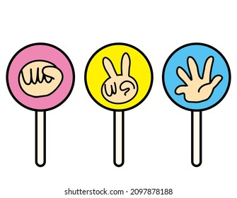Rock-paper-scissors. Hand sign. Vector illustration.