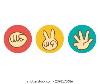 Rock-paper-scissors. Hand sign. Vector illustration.
