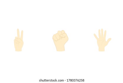 Rock-paper-scissors of the hands of the form, rock, scissors, paper
Vector illustration