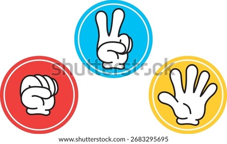 Rock-paper-scissors illustration set, colorful background