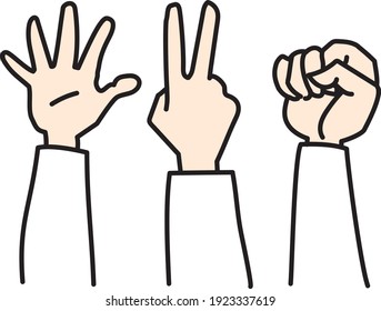 Rock-paper-scissors right hand illustration game