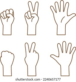 Rock-paper-scissors set Hand pose image illustration