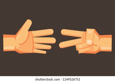 Rock-paper-scissors vector cartoon hand design.