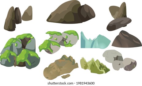 Rocks animated different styles choose your best vector art in 2D.