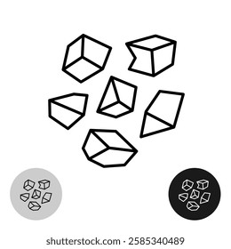 Rocks black line icon. Cornered sharp-angled stones or crystals of some substance. Editable stroke.