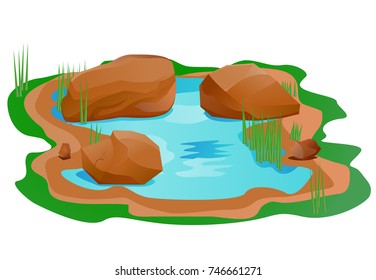 Rocks and boulders in the pond vector