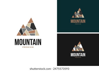Rock que forman una idea de Ilustración vectorial de Plantilla de diseño de logotipo de montaña