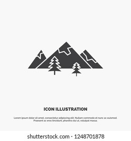 rocks, hill, landscape, nature, mountain Icon. glyph vector gray symbol for UI and UX, website or mobile application