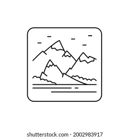 Rocks landscape line color icon. Isolated vector element. Outline pictogram