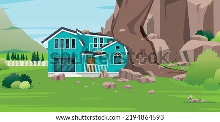 Rocks and landslides have severely damaged houses. [[stock_photo]] © 