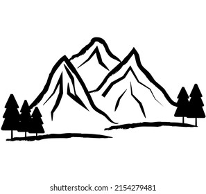 Rocks and mountains, Christmas trees, silhouettes for logo, badges, badges and labels. Camping, climbing, hiking, travel and vacation symbol. T-shirt design. Vector illustration.eps