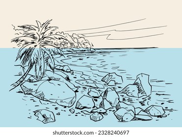 Rocks on the beach vector for illustration, card, decoration