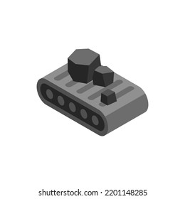 Rocks On Conveyor Belt, Isometric Icon.