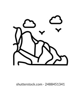 Rocks Outline Icon, Vector illustration