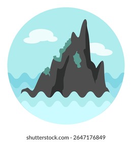 Rocks in the sea vector icon. Travel. Summer. Summertime. Holiday. Vacation, eps 10