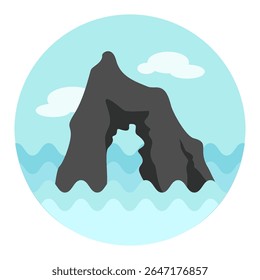 Rocks in the sea vector icon. Travel. Summer. Summertime. Holiday. Vacation, eps 10