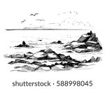 Rocks in the sea. Vector illustration.