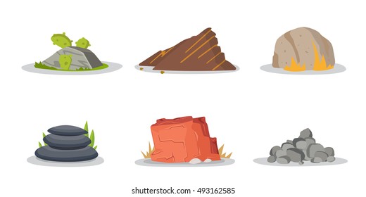 Rocks and stones elements collection set.