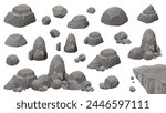 Rocks and stones illustration material set_rocks_cliff_gray