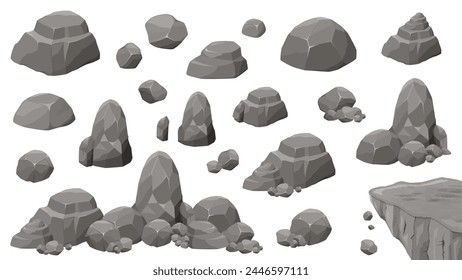 Rocks and stones illustration material set_rocks_cliff_gray