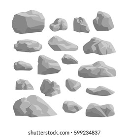 rocks and stones set on white background