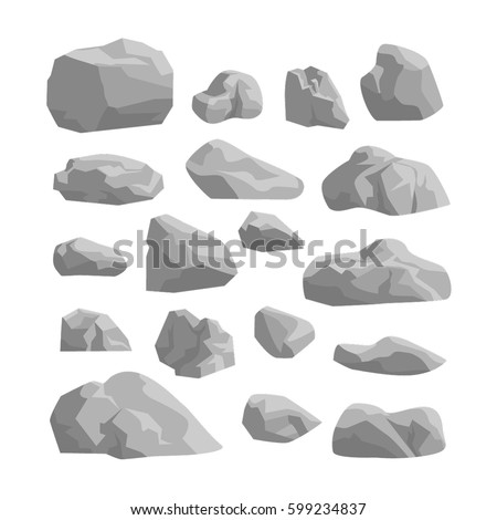 rocks and stones set on white background