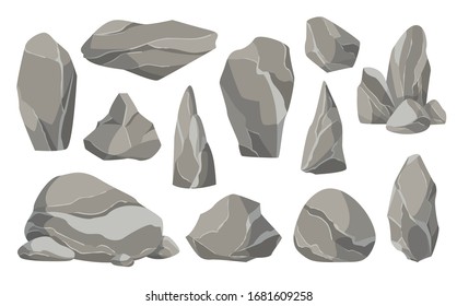 Rocks and stones single or piled for damage and