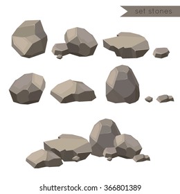  Rocks and stones single or piled for damage and rubble for game art architecture design