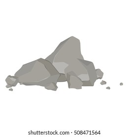 Rocks and stones single or piled for damage and rubble for game art architecture design. Rock stone cartoon icon