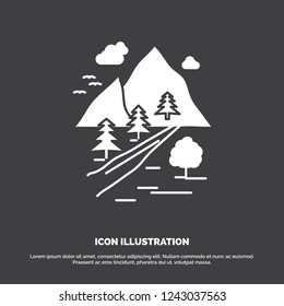 rocks, tree, hill, mountain, nature Icon. glyph vector symbol for UI and UX, website or mobile application