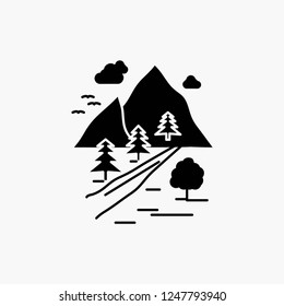 rocks, tree, hill, mountain, nature Glyph Icon. Vector isolated illustration