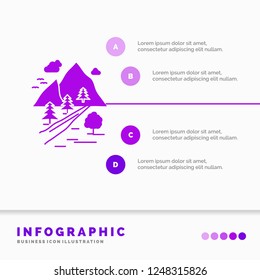 rocks, tree, hill, mountain, nature Infographics Template for Website and Presentation. GLyph Purple icon infographic style vector illustration.
