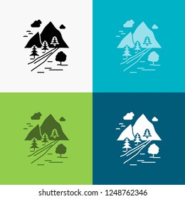 rocks, tree, hill, mountain, nature Icon Over Various Background. glyph style design, designed for web and app. Eps 10 vector illustration