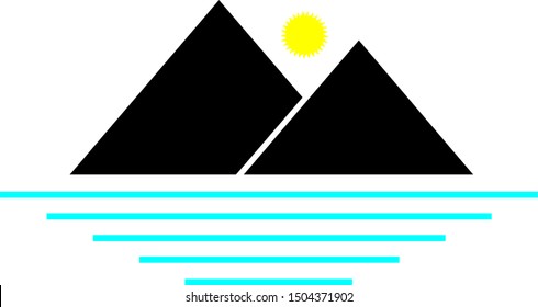 rocks, tree, hill, mountain, nature Flat Color Icon Vector